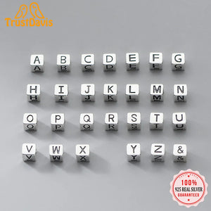 TrustDavis 925 Sterling Silver 26 Letter Charm Beads Necklace Bracelet