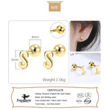 925 Sterling Silver Letter Screw Beads Stud Earring Minimalist Jewelry