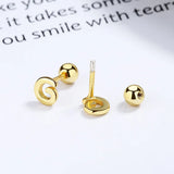 925 Sterling Silver Letter Screw Beads Stud Earring Minimalist Jewelry