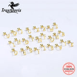 925 Sterling Silver Letter Screw Beads Stud Earring Minimalist Jewelry