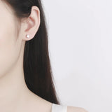 TrustDavis 925 Silver Square Bead Stud Earrings For Women Wedding Party