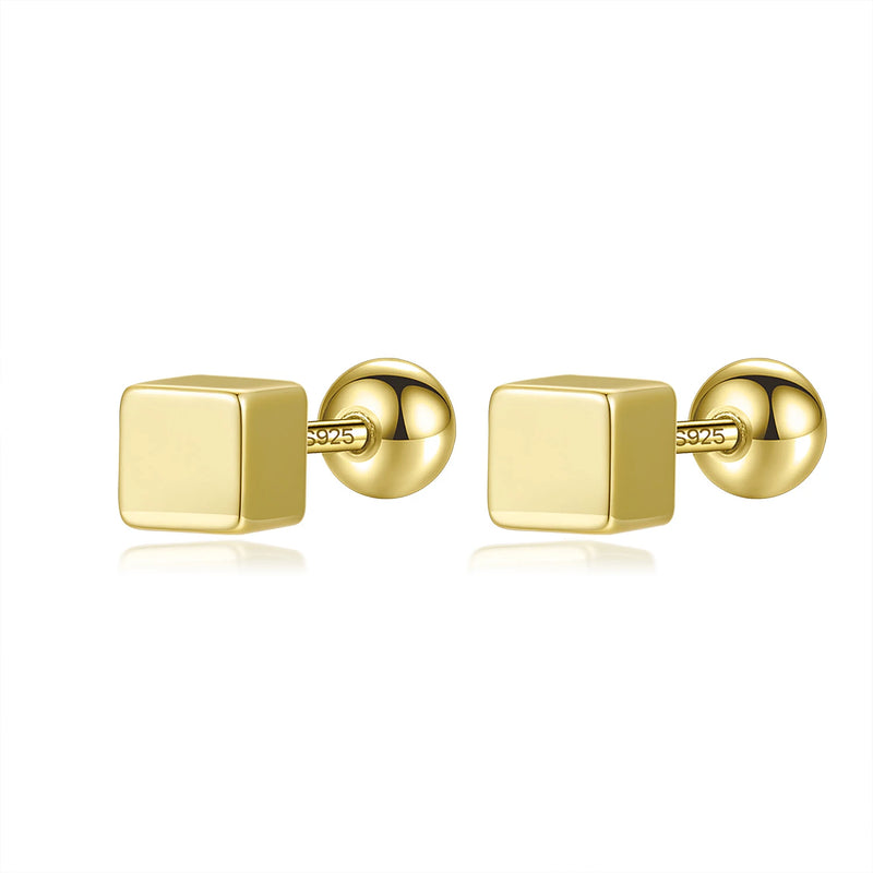 TrustDavis 925 Silver Square Bead Stud Earrings For Women Wedding Party