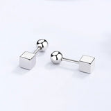 TrustDavis 925 Silver Square Bead Stud Earrings For Women Wedding Party
