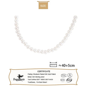 TrustDavis 925 Sterling Silver Shell Pearl Necklace For Women