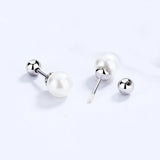 TrustDavis 925 Sterling Silver Synthesis Pearl Screw Stud Earring