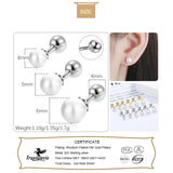 TrustDavis 925 Sterling Silver Synthesis Pearl Screw Stud Earring