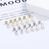 TrustDavis 925 Sterling Silver Synthesis Pearl Screw Stud Earring