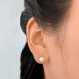 TrustDavis 925 Sterling Silver Synthesis Pearl Screw Stud Earring
