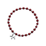 Real 925 Sterling Silver Cinnabar Stone Beads Elastic Balloon Dog Bracelet