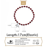 Real 925 Sterling Silver Cinnabar Stone Beads Elastic Balloon Dog Bracelet