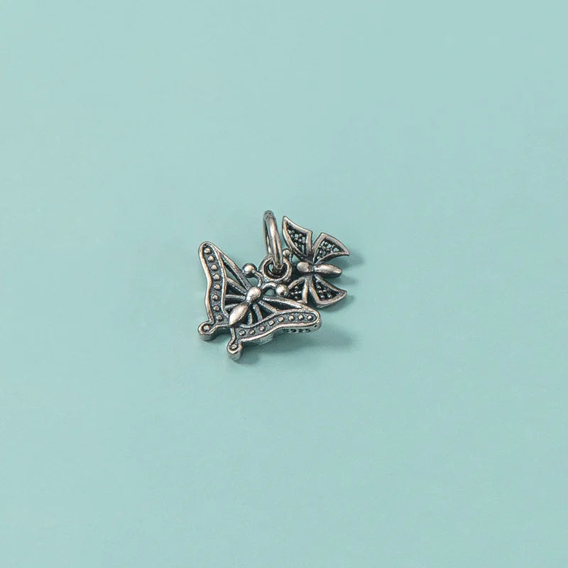 TrustDavis 925 Sterling Silver Butterfly Charm Pendant DIY Jewelry HY397