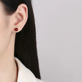 Davis 925 Silver Agate Round Bead Stud Earrings DS4103