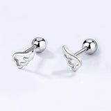 TrustDavis 925 Silver Angel Wing Stud Earrings For Women
