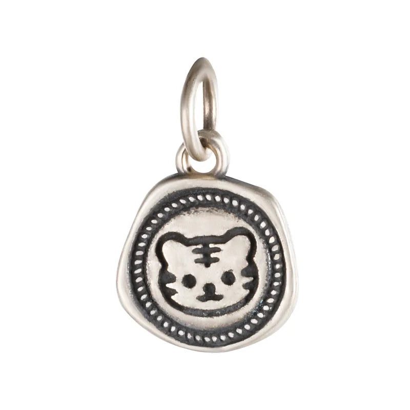 TrustDavis 925 Sterling Silver Tiger Pendant DIY Jewelry HY490