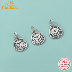 TrustDavis 925 Sterling Silver Tiger Pendant DIY Jewelry HY490