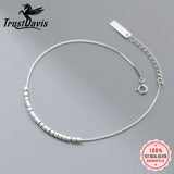 925 Silver Anklets Geometric Beads Women's Gift DS3797