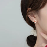TrustDavis 925 Sterling Silver Asymmetric Christmas Trees Deer Stud Earrings