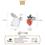 Sterling Silver Rabbit Radish Stud Earrings for Girls DG0137