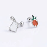 Sterling Silver Rabbit Radish Stud Earrings for Girls DG0137