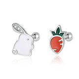 Sterling Silver Rabbit Radish Stud Earrings for Girls DG0137