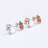 Sterling Silver Rabbit Radish Stud Earrings for Girls DG0137
