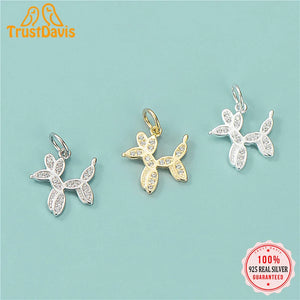 TrustDavis 925 Sterling Silver Balloon Dog Pendant DIY Necklace Fine Jewelry