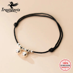 Davis 925 Silver Bell Rope Chain Bracelet Anklet DA2607