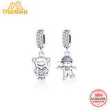 TrustDavis 925 Sterling Silver CZ Charm Pendant for Bracelet Necklace