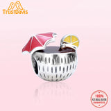 TrustDavis Sterling Silver Summer Coconut Charm Bracelet Beads DIY Jewelry HY704