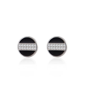925 Sterling Silver Glaze Round CZ Stud Earrings Lady Fine Jewelry