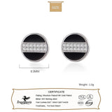 925 Sterling Silver Glaze Round CZ Stud Earrings Lady Fine Jewelry
