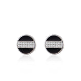 925 Sterling Silver Glaze Round CZ Stud Earrings Lady Fine Jewelry