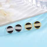 925 Sterling Silver Glaze Round CZ Stud Earrings Lady Fine Jewelry
