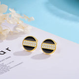 925 Sterling Silver Glaze Round CZ Stud Earrings Lady Fine Jewelry