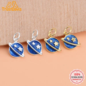 Davis 925 Sterling Silver Planet Star Charm Pendant DIY Accessories