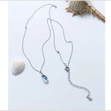 TrustDavis 925 Silver Water Drop Short Necklace For Women Girls Birthday Gift
