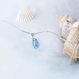 TrustDavis 925 Silver Water Drop Short Necklace For Women Girls Birthday Gift
