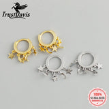 TrustDavis 925 Silver Star Moon Tassel Hoop Earrings