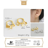 TrustDavis 925 Silver Star Moon Tassel Hoop Earrings