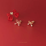 925 Silver Bowknot Stud Earrings Wedding Jewelry