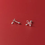 925 Silver Bowknot Stud Earrings Wedding Jewelry