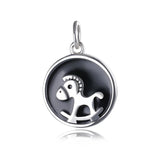 TrustDavis 925 Silver Bracelet Creative Wooden Horse Pendant DIY Necklace DZ751