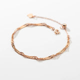 TrustDavis 925 Silver Bracelet Water Wave Chain for Women