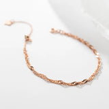 TrustDavis 925 Silver Bracelet Water Wave Chain for Women