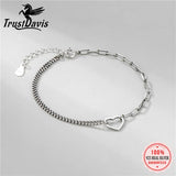 TrustDavis Silver Heart Beads Chain Bracelet Women Wedding Jewelry