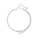TrustDavis Silver Heart Beads Chain Bracelet Women Wedding Jewelry