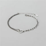 TrustDavis Silver Heart Beads Chain Bracelet Women Wedding Jewelry