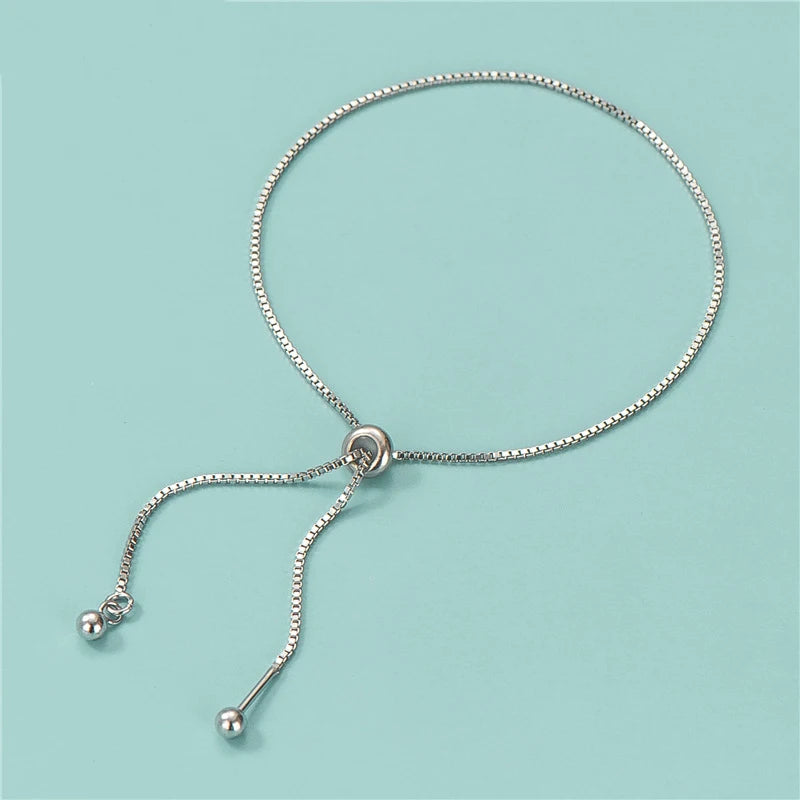 TrustDavis 925 Sterling Silver Box Chain Bracelet For Women