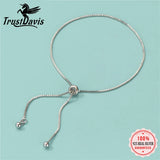 TrustDavis 925 Sterling Silver Box Chain Bracelet For Women