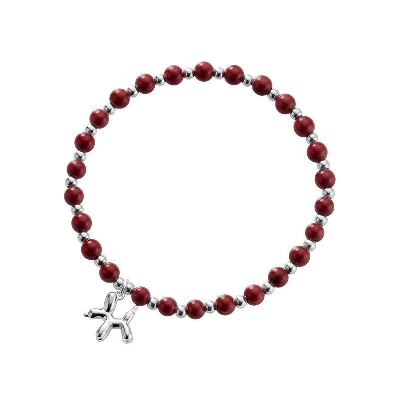 TrustDavis Silver Beads Balloon Dog Bracelet